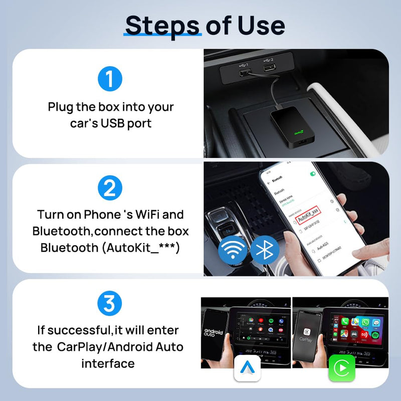 CarlinKit 5.0 Wireless CarPlay/Android Auto Adapter USB for Factory Wired CarPlay Cars (Model Year: 2015 to 2025), Wireless CarPlay/Android Auto Dongle Convert Wired to Wireless,Fit In-Dash Navigation