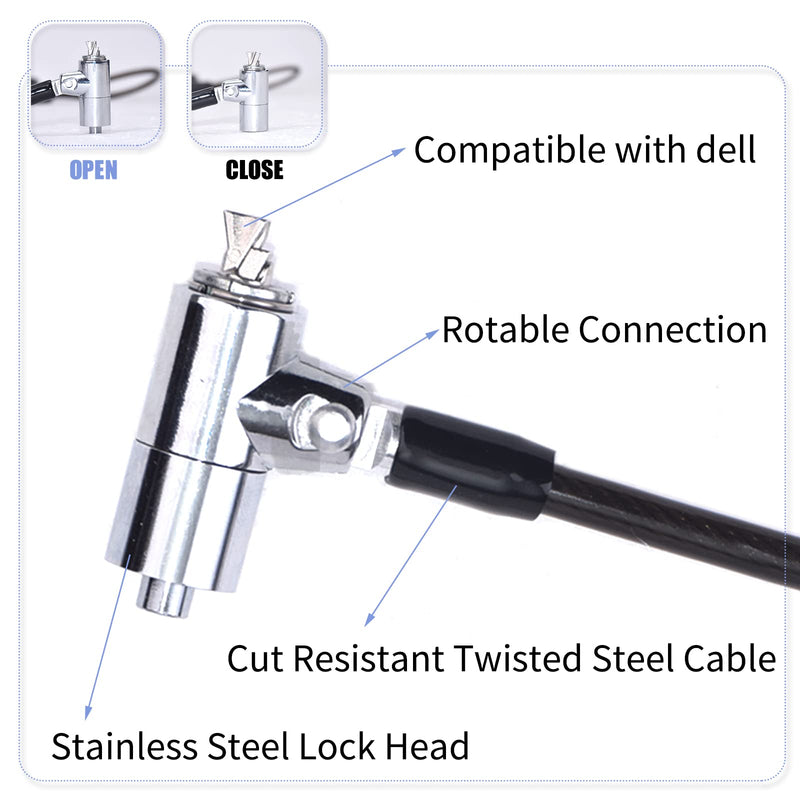 I3C Laptop Lock for N17 Dell Laptop, Retractable Computer Cable Keyed Lock - 5.9ft Hardware Security Cable Lock Anti Theft For Dell or Alienware N17 Dell or Alienware Retractable lock