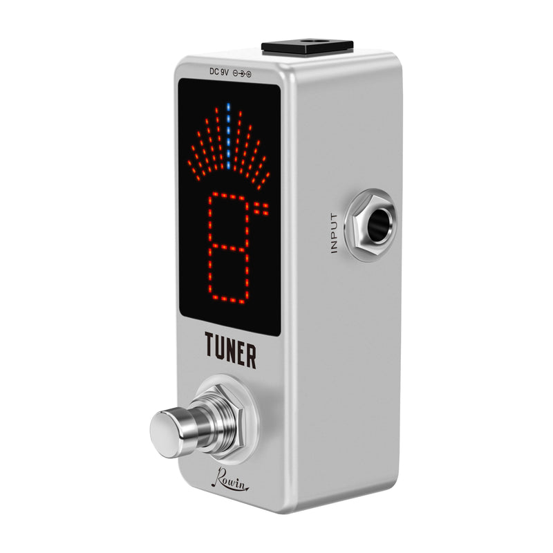 Rowin LT-910 Chromatic Tuner Pedal - Ultra-Precise Strobe Mode (±0.1% Accuracy), LED Display, True Bypass, Compact Metal Design (DC 9V Powered, Adapter not Included)