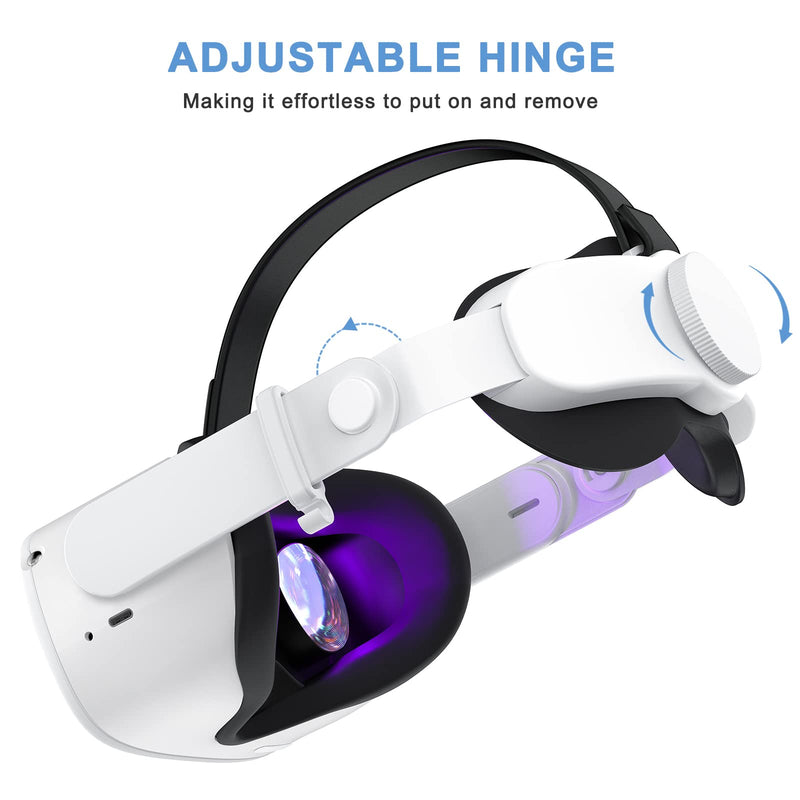 SUPERUS Head Strap and Face Cover Pad & Glasses Spacer (Black) for Quest 2, VR Accessories Compatible with Oculus/Meta Quest 2