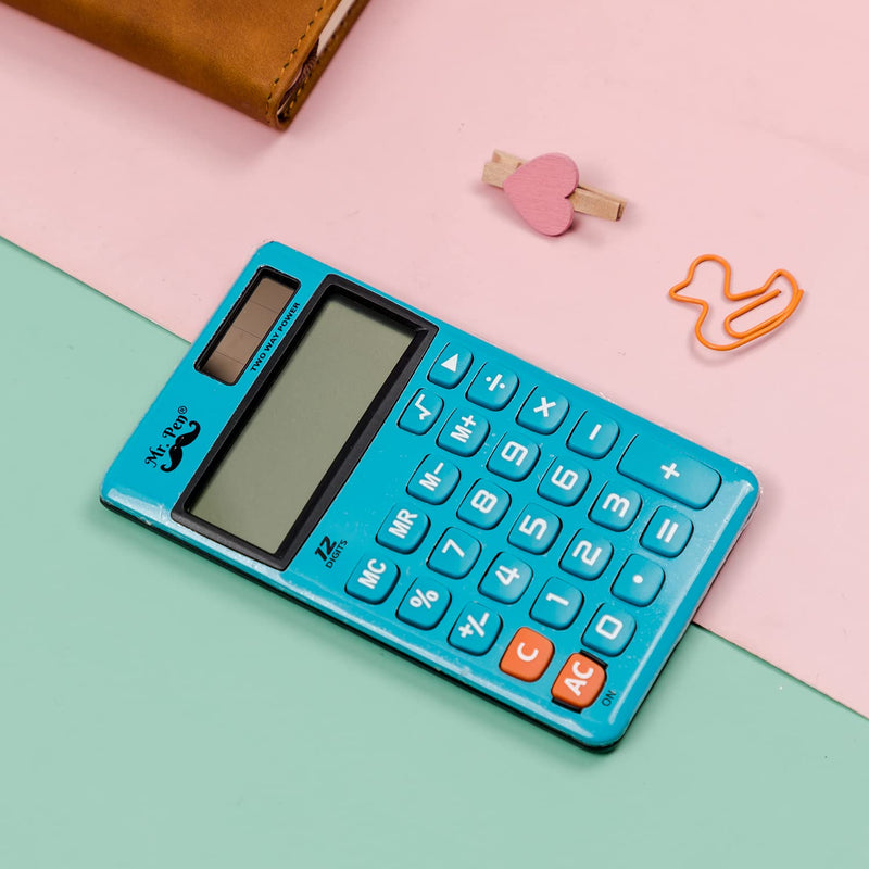 Mr. Pen- Standard Function Calculator, 12 Digits, Small Calculator, Solar Calculator, Pocket Calculator, Simple Calculator, Basic Office Calculators, Solar Handheld Calculator, Standard Calculator Blue