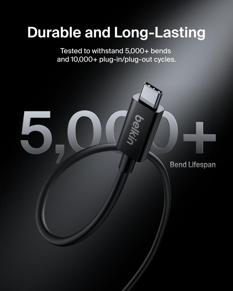 Belkin Thunderbolt 5 Cable 1M | 80Gbps data transfer, high-speed cable, USB4, laptop, MacBook, docking station