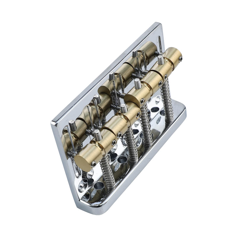 [AUSTRALIA] - Chrome Electric Bass Guitar Bridge with Brass Saddles Zinc Alloy Plate 4 String Fixed Bridge Compatible with Fender Jazz Precision Bass Bridge Replacement Parts Chrome 