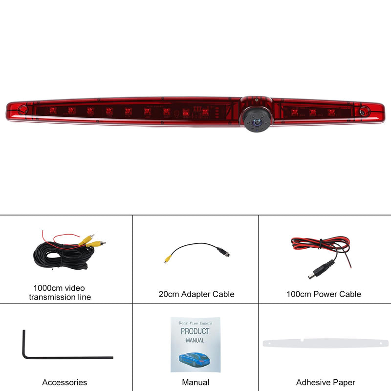 Back up Camera for Ford Transit 2012 2013 2014 2015 High Mount Third Brake Light Backup Camer IP67 Waterproof Reverse Camera with 140°Viewing Angle Night Vision Rear View Camera P1