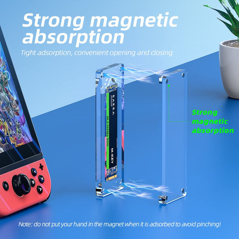 AODUKE M.2 SSD Case Enclosure for M.2 2230/2242/2260/2280MM SSD Hard Drive Protection Box Storage Box Drive,Transparent Magnetic Closure NGFF/NVME Manager(Without SSD)-01M2 1 slot acrylic-M.2