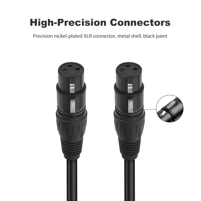 2 Pack 3 Pin XLR Female to Female Microphone Cables,25FT,Professional Balanced Audio Cable with Oxygen-Free Copper, Gold-Plated Connectors - for Studio, Stage, PA Systems 7.6M 7.6M/25FT