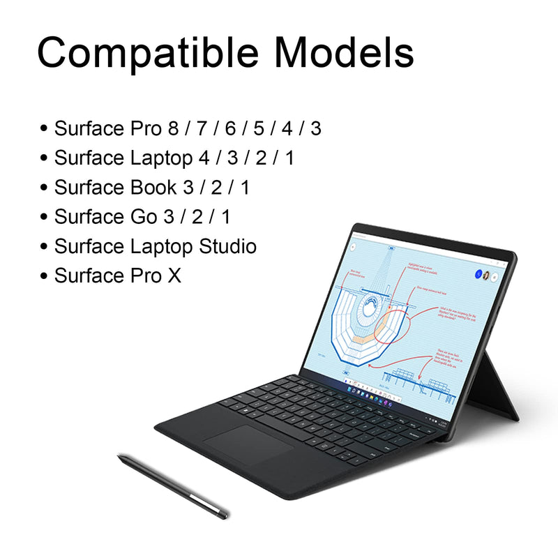 Pen for Microsoft Surface Pro 8 – Newest Version Work with Microsoft Surface Pro 7 (Intel Core i7, 16GB RAM, 512GB) and Surface Pro 6th Gen Surface Go 3 (Grey) Grey