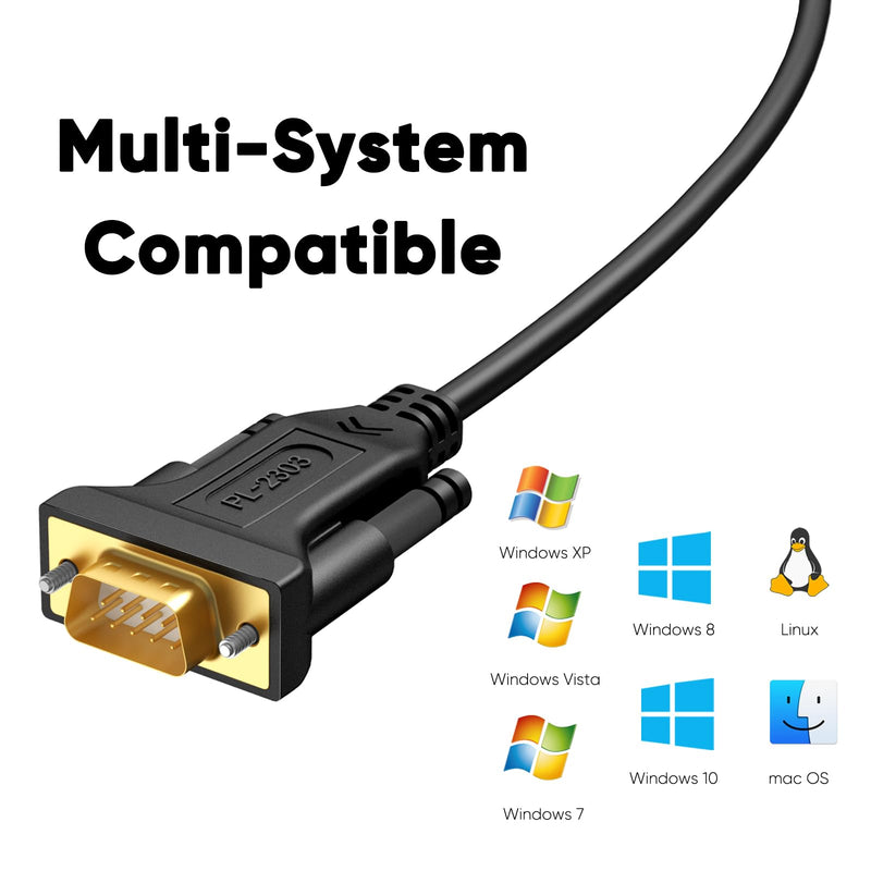 [AUSTRALIA] - CableCreation USB to RS232 Adapter with PL2303 Chip (3-Pack), 3 Feet Gold Plated DB9 Male Serial Converter Cable for Windows 11,10, 8.1, 8,7, Linux, macOS, Black 3.3FT 