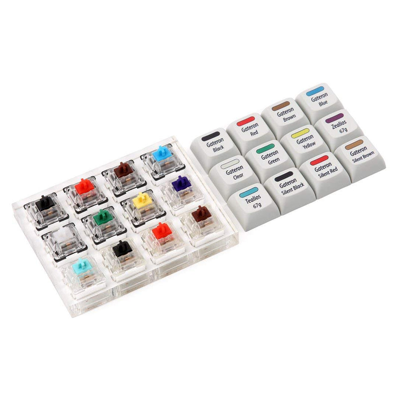 Max Keyboard Gateron + Zealios + Tealios Key Switch 12-Key Tester Kit (Printed PBT Keycap with Key Switch Color Printed)