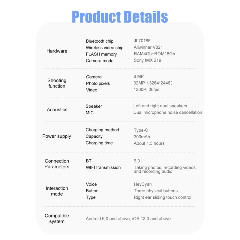 AI Smart Glasses with Camera,4K HD Camera Glasses with EIS Image Stabilization,Video Recording Glasses with AI Assistant,Wi-Fi+Bluetooth 6.0 Transfer,Replaceable 3 Lens,Real-Time Translation