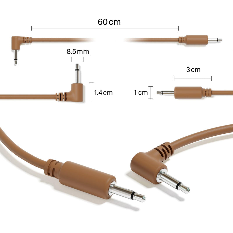 Hybrid Mono Modular Patch Cables - TS 3.5mm 1/8" - Eurorack Synth Synthesizer [12-Pack | 45 cm - 17.72"] 45 cm - 17.72" 12-Pack