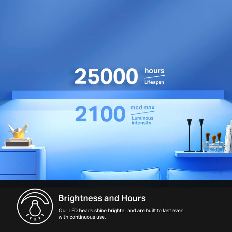 [AUSTRALIA] - Kasa Smart LED Light Strip, 50 Color Zones RGBIC, 16.4ft Wi-Fi LED Strip Works w/ Alexa, Google Home & SmartThings, High Brightness, 16M Colors, PU Coating, Trimmable, 2 Yr Warranty (KL420L5) 16.4 ft. 