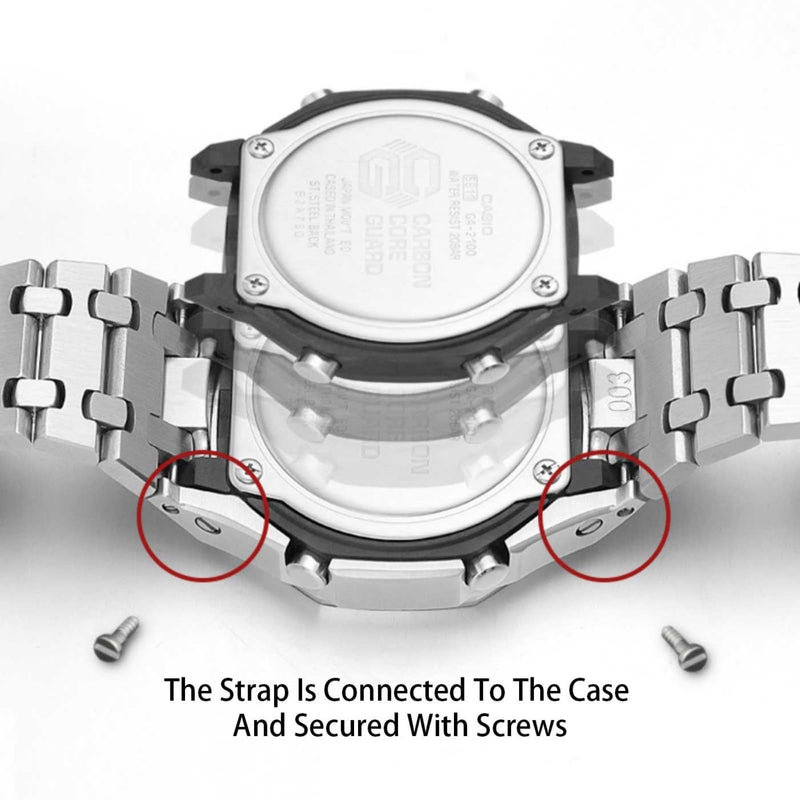 Ga2100 Watch Modify Case Band Mod Kit,Gold Plated Stainless Steel Bezel Case Silicone Strap Band Compatible With Casio G shock Ga2100 Ga2110 GAB2100 Gold Case blue Strap yuanding fba