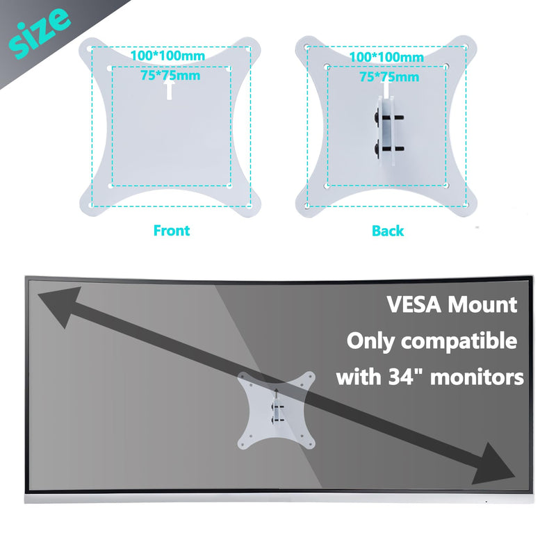 C34F791 VESA Mount Compatible with Samsung CJ79 CF79 Serie Monitor | C34F791 Wall Mount Fits 34" CJ791、C34J791、LC34J791、34" CF791、C34F791、LC34F791 Monitor White