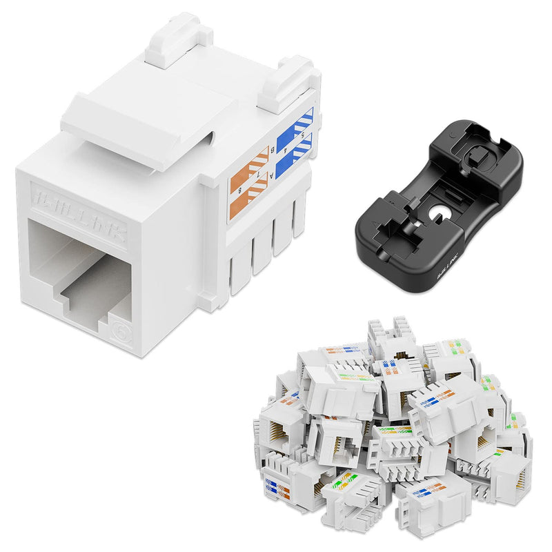 iwillink 12 Port RJ45 Through Coupler Cat6 Patch Panel with Back Bar and Keystone Jack RJ45 Keystone Jack 25-Pack