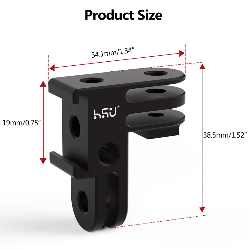 HSU Vertical Mount for GoPro, Aluminum 90 Degree Cold Shoe Direction Adapter, 1/4"-20 Screw Hole Tripod Mount for GoPro Hero 12/11/10/9/8/7/6, DJI Osmo Action 4/3 AKASO Action Camera and More