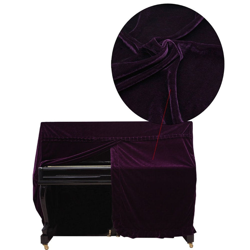 Upright Piano Cover, Colorfast Pleuche Full Piano Dust Proof Decorated Cover(Purple)