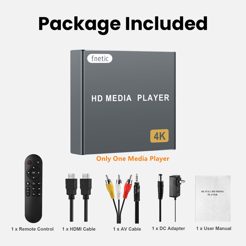 [AUSTRALIA] - 4K Ultra HD Digital Media Player, TV MP4 Video Player, Mini Digital Signage HDMI Media Players for USB Drive/SD Card, H.265/HEVC, Looping Auto Play, with AV Output (Grey) 