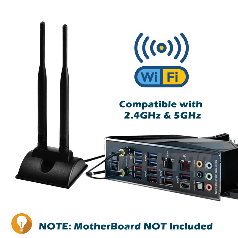 TECHTOO WiFi Antenna Dual Band 2.4GHz - 5.8GHz with RP-SMA Connector Magnetic Base for Wireless Network Router - USB Adapter - PCI PCIe Cards - Signal Booster - Access Point - Wireless Range Extender 2.4/5.8GHz Dual-Antenna