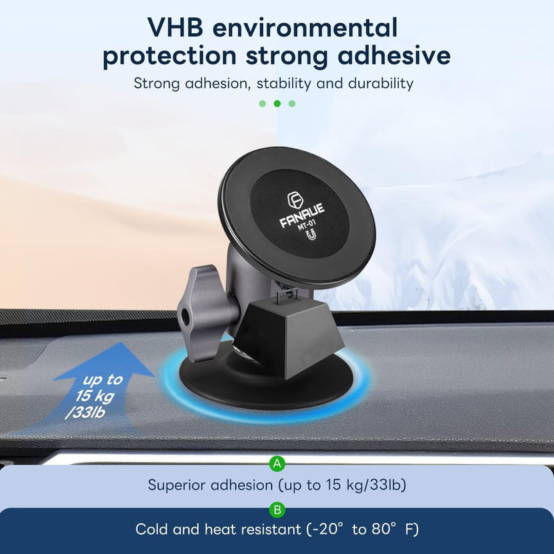 FANAUE SC‑03T Magnetic Car Phone Holder, Compatible with RAM Mounts B Size 1" Ball Head for 4.7‑7.5" Smartphones