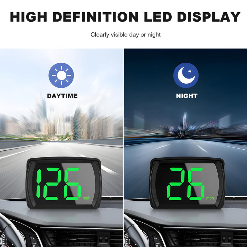 Car HUD Headup Display, MPH Warning Car GPS Overspeed Alarm Speedometer with LED Large Font Display+USB Cable Plug, Universal Car Accessories for Car Truck SUV Motorcycle MHP