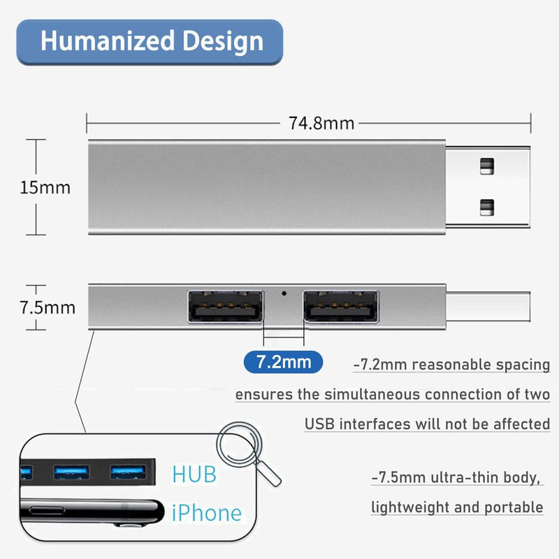 USB 3.0 Hub, VIENON Aluminium 3-Port USB Hub USB Splitter USB Expander for Laptop, Xbox, Flash Drive, HDD, Console, Printer, Camera,Keyborad, Mouse Expand 3 USB