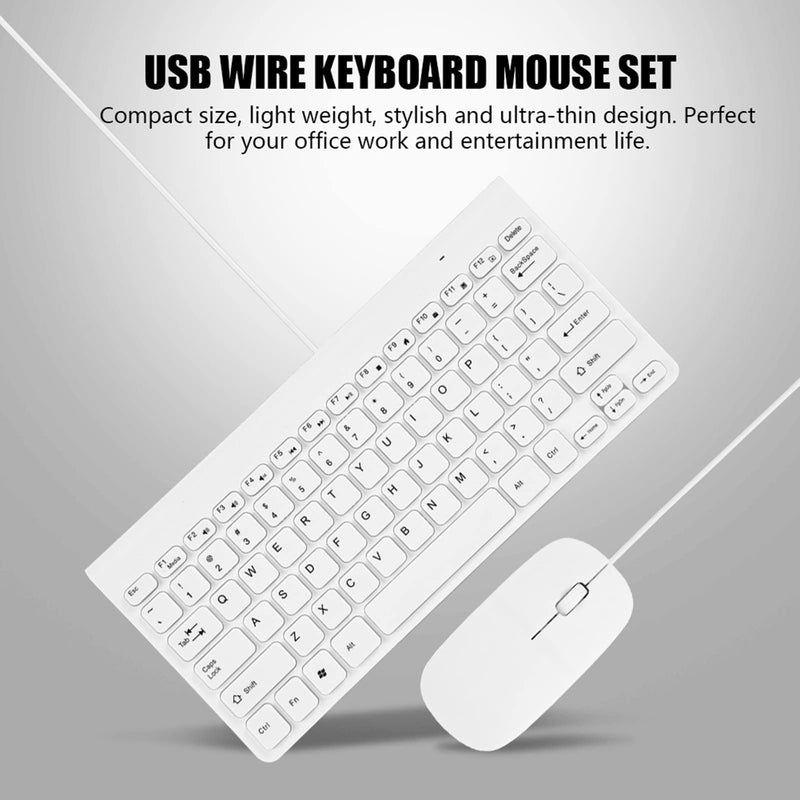 Limouyin Wired Keyboard and Mouse, Ultra-Thin USB Keyboard Optical Mouse Mice Set ComboFull Size Wire Corded Keyboard Mouse Combo Set with Number Pad for Laptop,PC,Desktop White