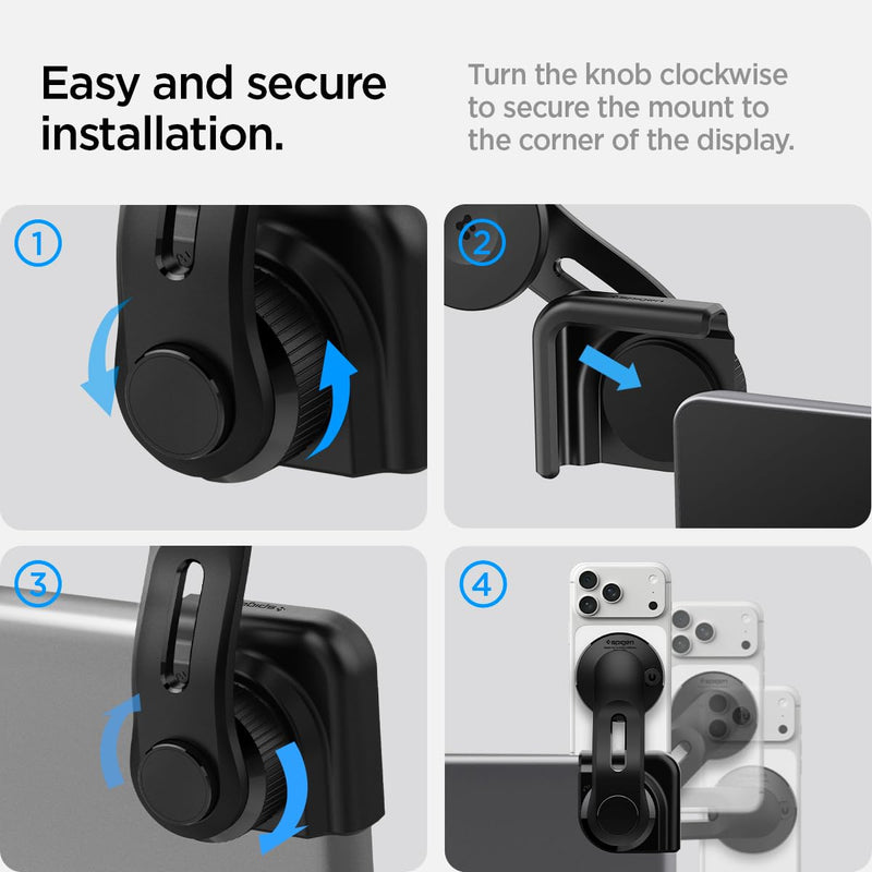 Spigen TapLock Adhesive-Free MagSafe Tesla Phone Mount for Tesla Model Y | For Model Y/3/S/X/Juniper - For iPhones with MagSafe & Galaxy phones with MagSafe cases & Pixel phones with Pixelsnap Non-charging MagSafe Mount
