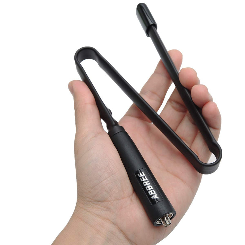 ABBREE SMA-Female Dual Band VHF/UHF 18.8-inch 144/430MHz High Gain Soft Whip Foldable CS Tactical Antenna for Baofeng UV-5R UV-82 BF-F8HP Ham Two Way Radio 18.8in