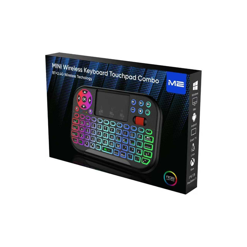 2.4G USB Dongle Mini Keyboard Mouse Combo RGB Backlit Touch Scroll Remote for Samsung LG Sony TCL Smart TV Fire Stick Roku Apple TV Windows Laptop iPad Android Box HTPC Bluetooth Supported Black