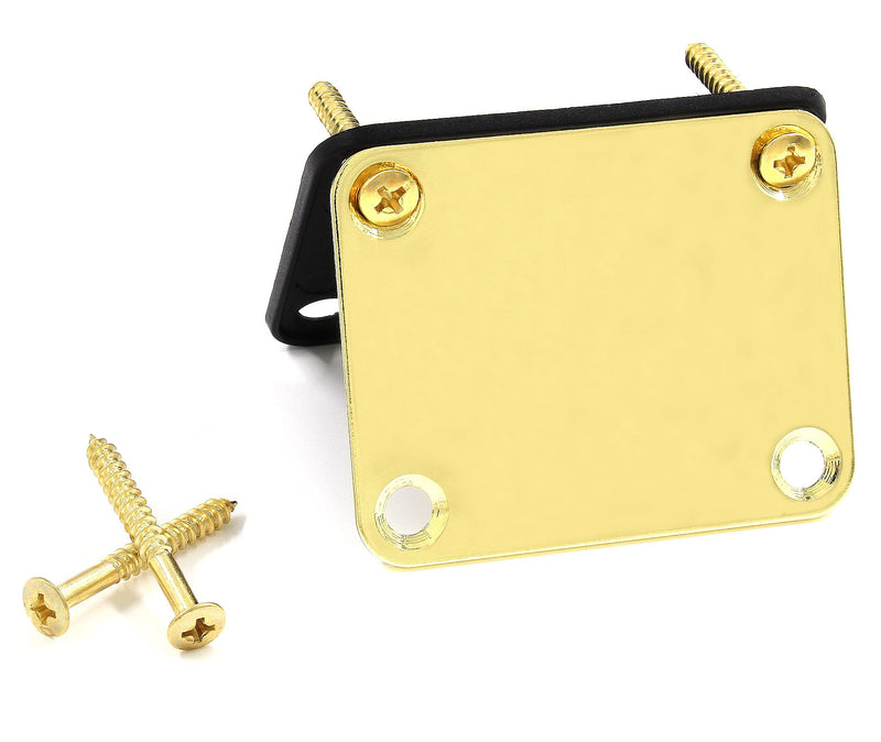 Gold Bass Guitar Neck Plate Replacement with Mounting Screws, Metal Neckplate Telecaster Neck Shim Electric Guitar Hardware Parts for Jazz Acoustic Stratocaster Gold