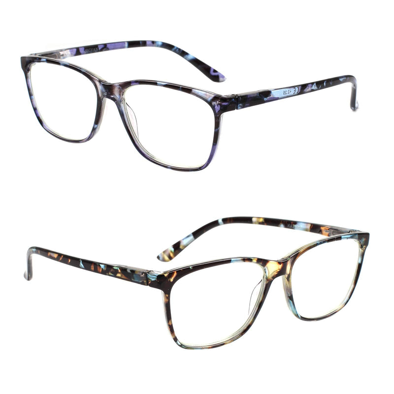 SIGVAN Ladies Reading Glasses Blue Light Blocking Spring Hinge Fashion Pattern Print Eyeglasses for Women Multicolour 2.0 x