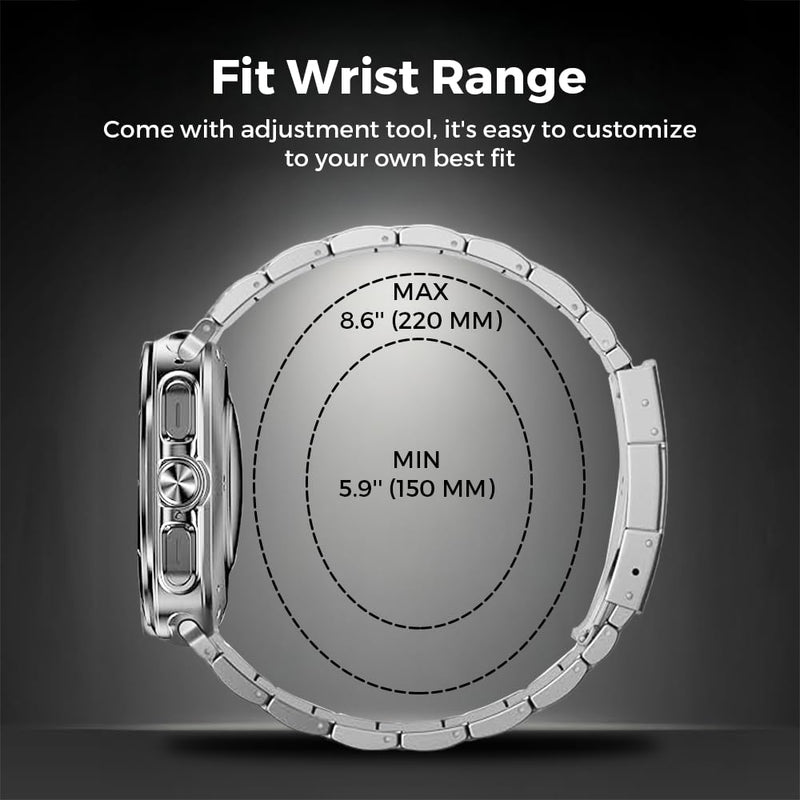 Titanium Metal Watch Band Compatible with Samsung Galaxy Watch 9 8 40mm 44mm/8 Classic 46mm, Titanium Replacement Strap with Double Secure Buckle for Galaxy Watch 9 8 Men silver