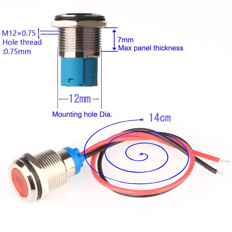 [AUSTRALIA] - GUUZI 6pcs 220V-230V 12 mm LED Panel Pilot Dash Warning Light Indicator Light Lamp Pilot Dash Bulbs Directional (Red/Yellow/Green) Red/Yellow/Green. 