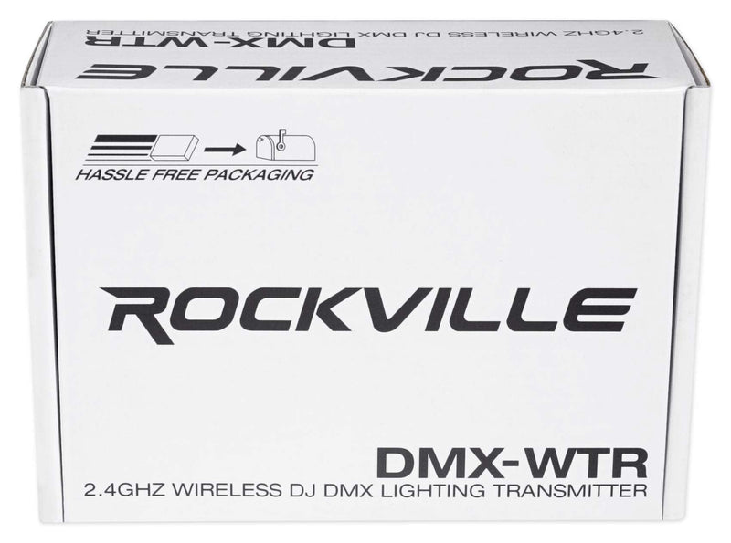 [AUSTRALIA] - Rockville DMX-WTR 2.4GHz Wireless DMX Lighting Transmitter, 1968 Ft Range, 7 Group Control, 25 Receivers, GFSK Modulation, for DJs, Stage, and Event Lighting 