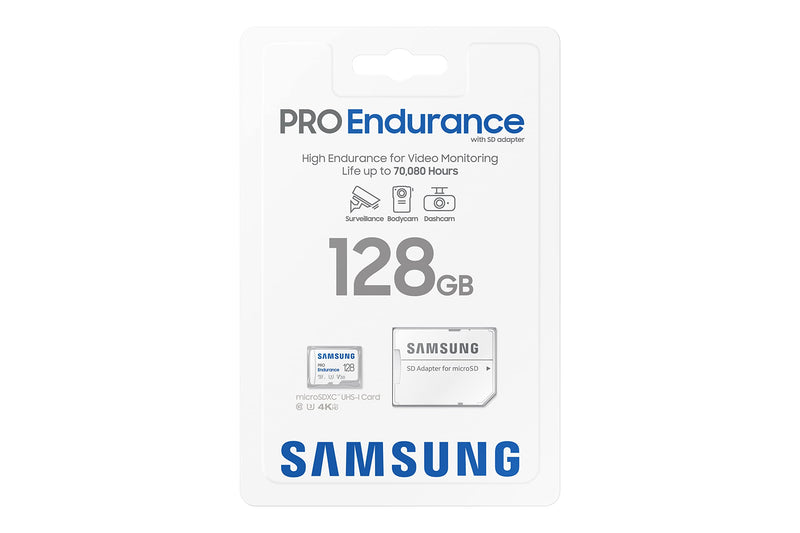 SAMSUNG PRO Endurance 128GB MicroSDXC Memory Card with Adapter for Dash Cam, Body Cam, and security camera – Class 10, U3, V30 (‎MB-MJ128KA/AM) New