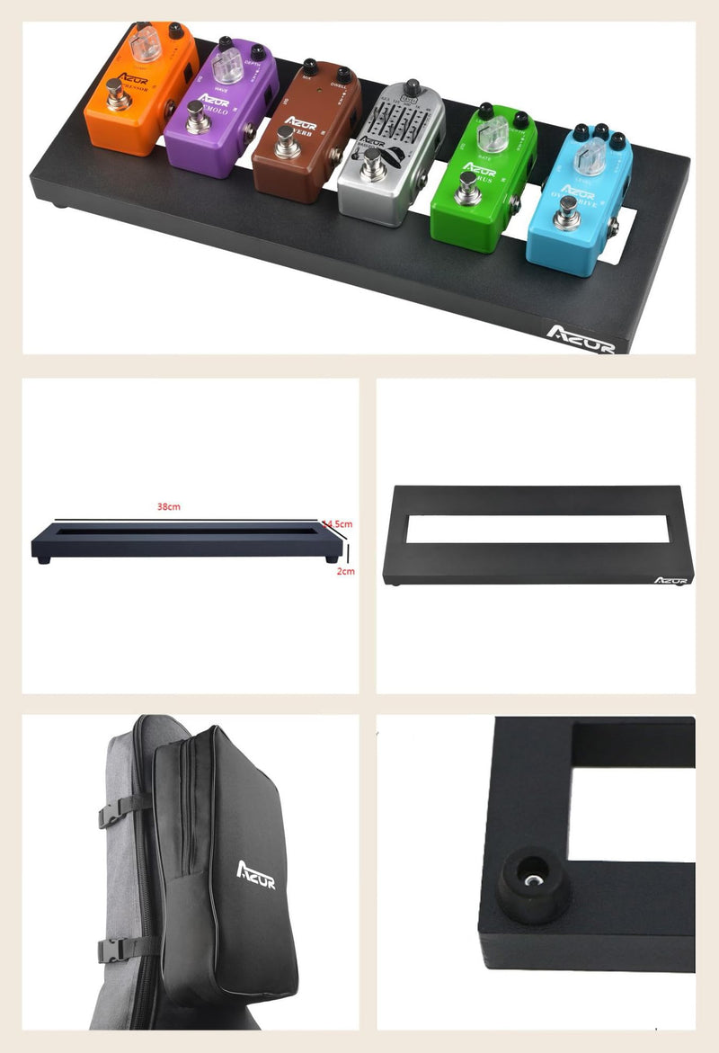 [AUSTRALIA] - AZOR Mini Guitar Pedal Board | Aluminum Alloy, Super Lightweight (0.58lb) | Portable Effect Pedalboard with Carry Bag | Compact Size 14.5"x5.7" 