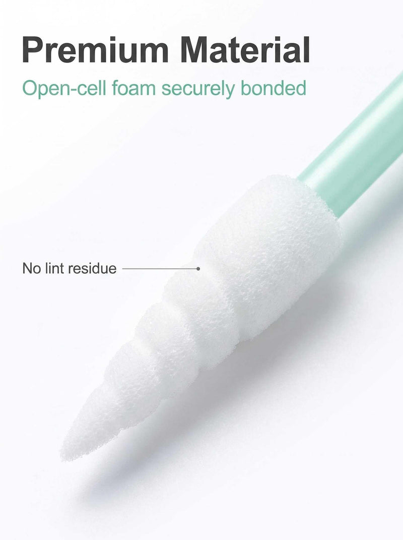 200 Pcs Foam Tip Cleaning Swabs, Pointed Micro Swabs for Printer Head, Camera Lens & Electronics, Detailing Sticks (Green)