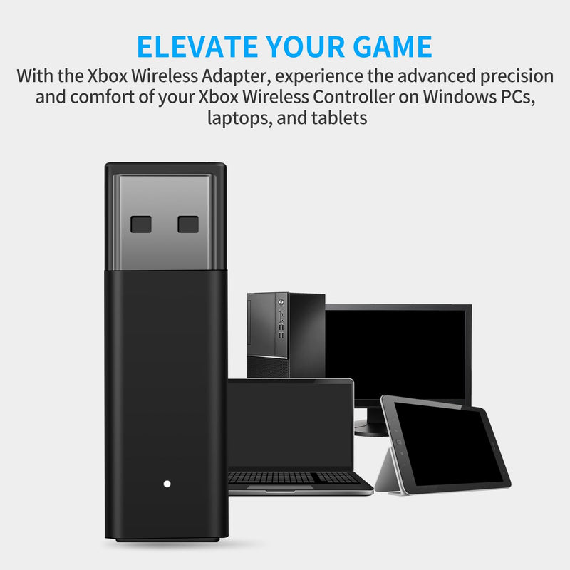 Wireless Adapter Dongle Accessories with Official IC Chip for PC Windows 10 11 Compatible with Xbox One Controller Black