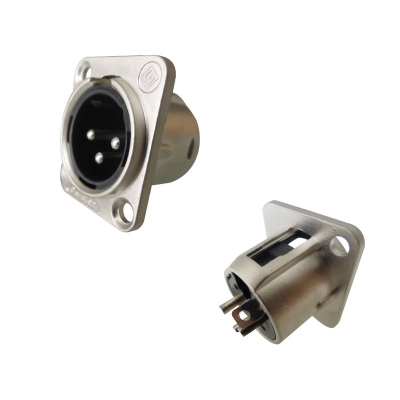 RIVIERA XLR Panel Chassis 3pin Male with Fine Chrome-Plated Metal Housing and Silver-Plated Contacts (25 Pack Silver Male) 25 Pack Male Silver