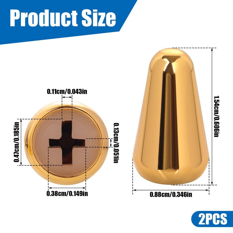 2pcs 5 Way Pickup Switch Tip, 3 Way Switch Cap Switch Knob Guitar Pickup Switch Tip Compatible with Strat Tele (Gold) Gold
