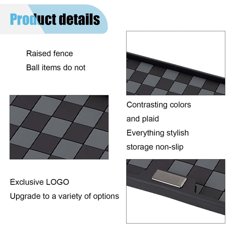 Car Dashboard Non Slip Mat, 11.06'' x 5.98'' Universal Grid Multi-Functional Sticky Adhesive Pad, Dash Sticky Gripping Mat for Cell Phones, Keys, Sunglasses, Electronic Devices, GPS (Black Gray) Black Gray