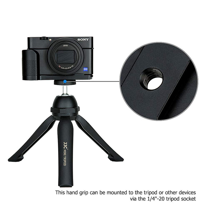 JJC Metal Hand Grip for Sony RX100 & Mark VI VA V IV III II (RX100 M6 M5A M5 M4 M3 M2) Anti-Slip Holder, w/Battery Memory Card Compartment Opening & Speaker Hole, Replace Sony AGR2 Attachment Grip for Sony RX100 Series