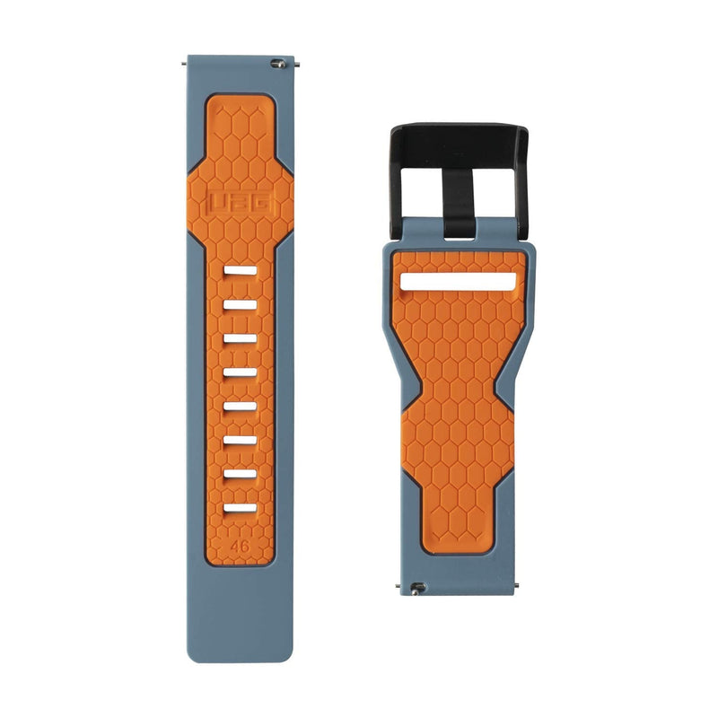 URBAN ARMOR GEAR UAG Compatible with Samsung Galaxy Watch 46mm/Galaxy Watch3 45mm Band Silicone, Fits 22mm Watch Lugs, Slim Adjustable Waterproof Sporty Replacement Watch Strap, Civilian Slate/Orange