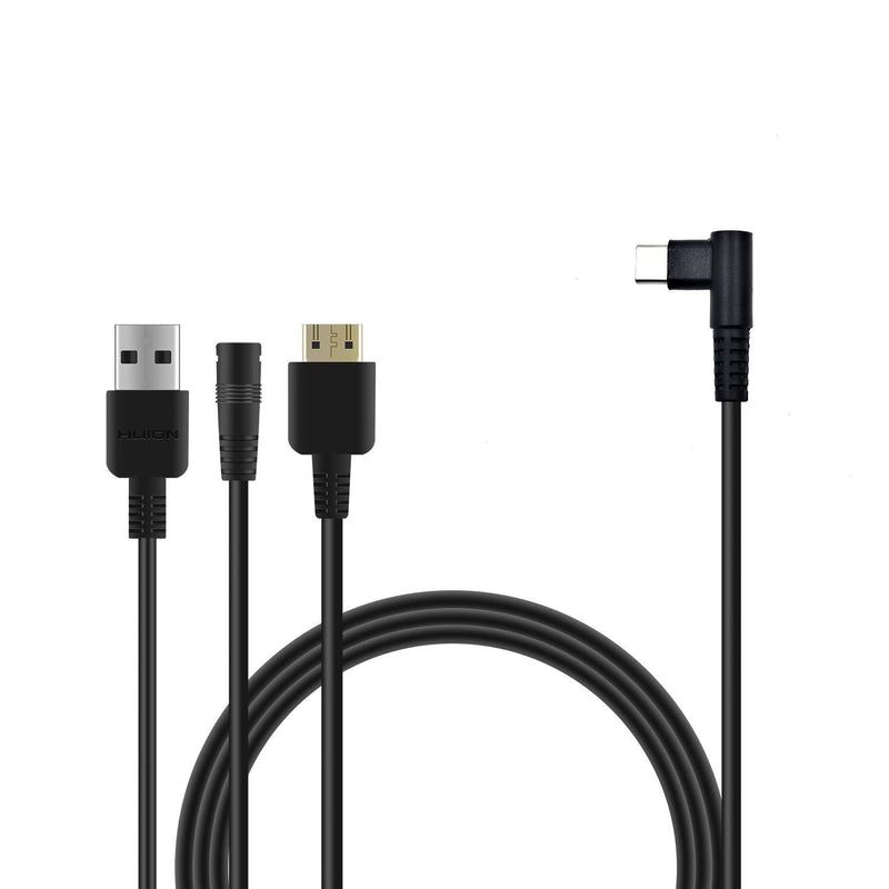 3 in1 HDMI Cable for Huion Graphics Drawing Tablet Kamvas Pro 16 Pro 13 Pro 12 (CB01)