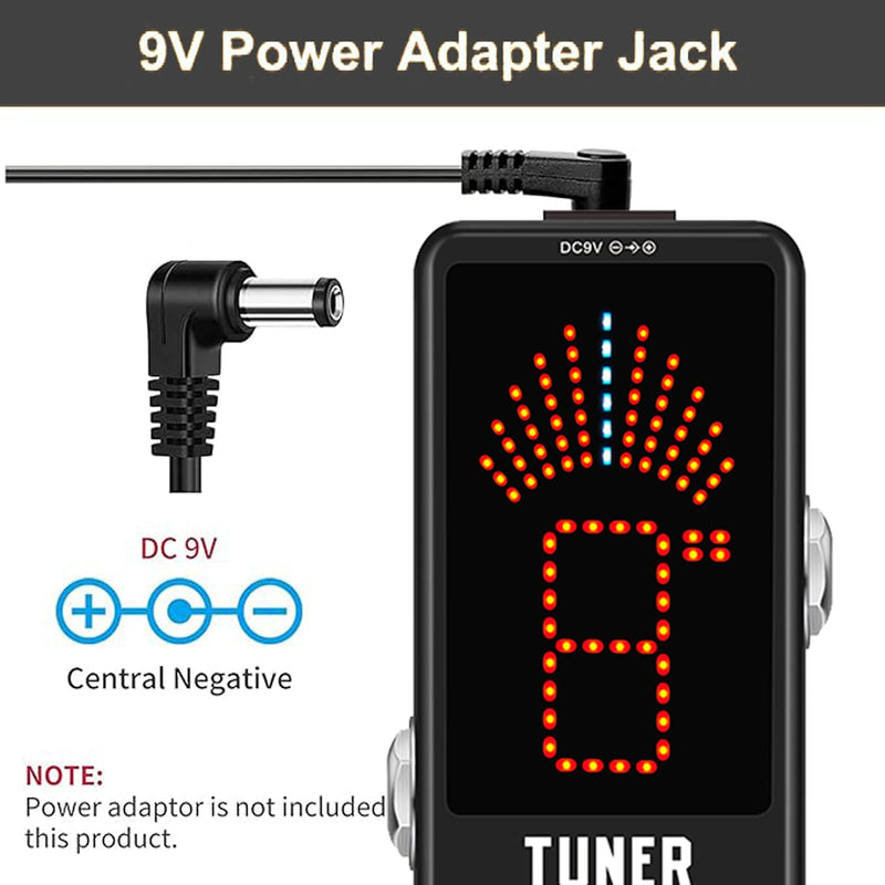[AUSTRALIA] - Deluxe Chromatic Tuner Pedal,Large Screen High Precision ±0.1% Accuracy,Display Leads Clear Results of Tuning for Electric Guitar and Bass Deluxe Tune Black 