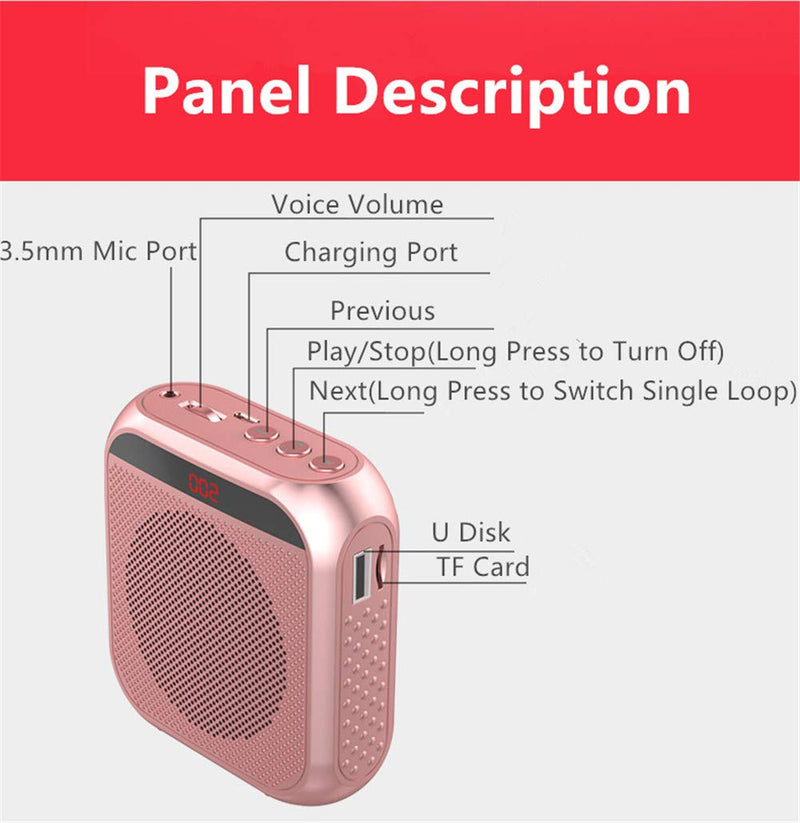 [AUSTRALIA] - Portable Voice Amplifier with Wired Microphone Headset Rechargeable PA System Speaker Personal Microphone Speech Amplifier Power Amplifiers Loudspeaker for Teachers/Metting/Tour Guide (Black) Black 