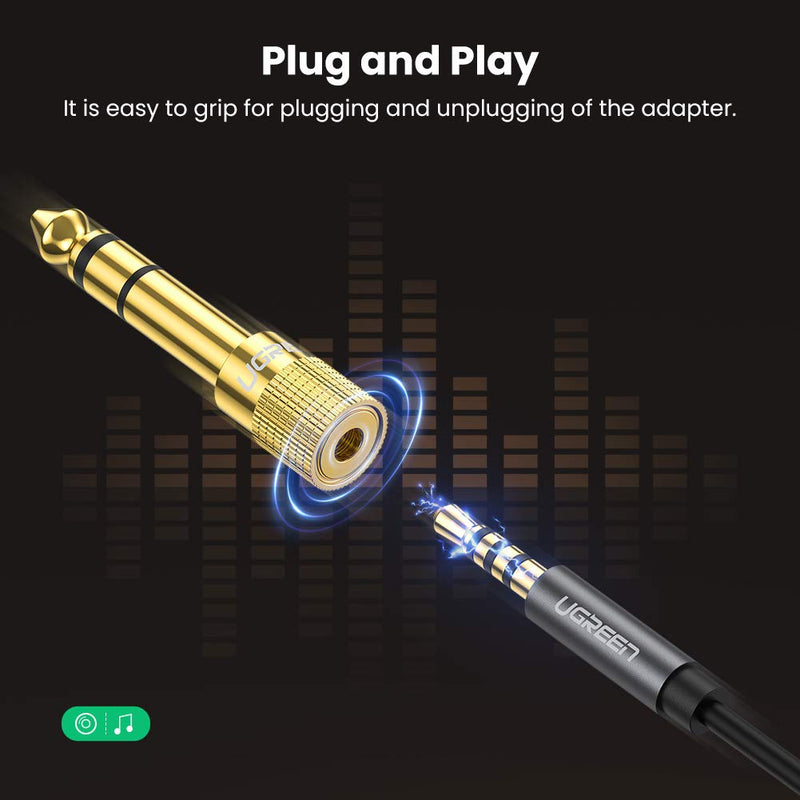 UGREEN 6.35mm 1/4 inch Male to 3.5mm 1/8 inch Female Stereo Headphone Adapter Audio Jack Plug Gold Plated for Speaker Headphone Guitar Digital Piano Amp, 2 Pack