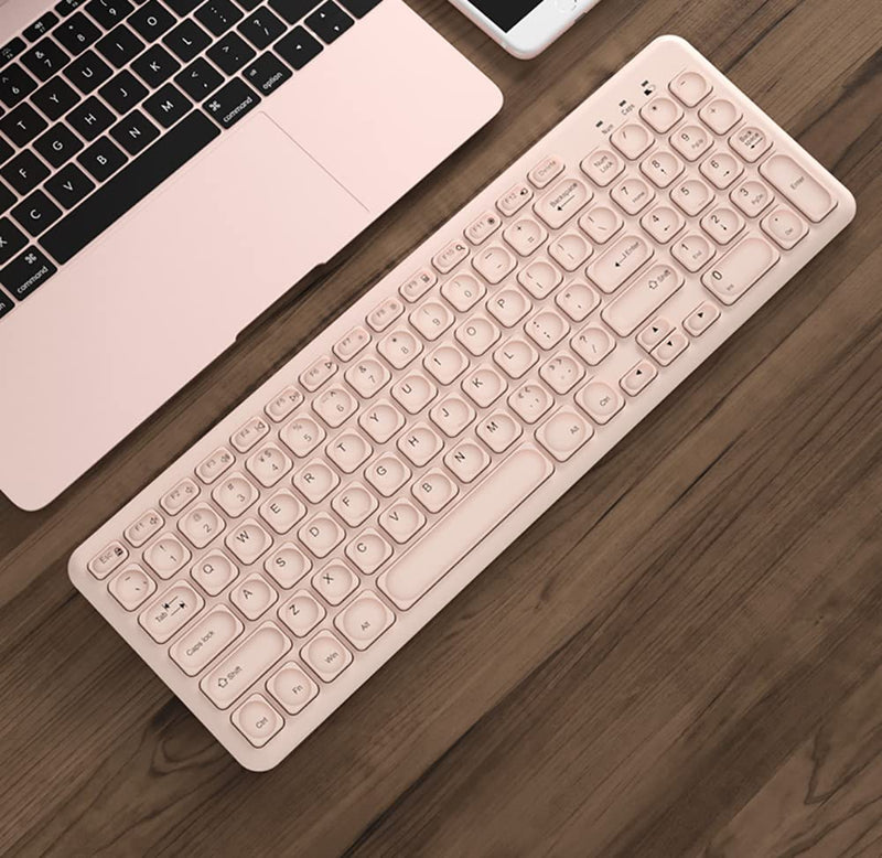 Wireless Keyboard and Mouse Combo,JieruiDeng 2.4Ghz USB Cordless Slim Silent Keyboard and Mouse Kit Home Office Game Use for Computer,Laptop,PC Desktops,Mac (Pink) Pink