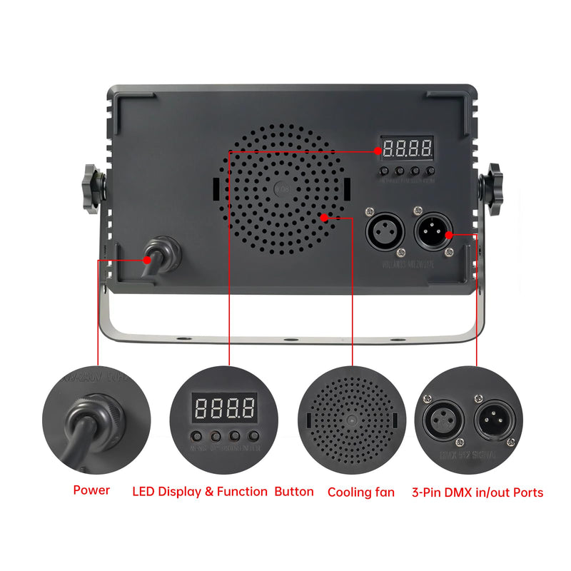 LED Stage Strobe Light, 8 Partition RGB 3-in-1 DMX512 Sound Activated Control Wall Wash Effects Lighting for dj Bar Disco Party Events Wedding Church